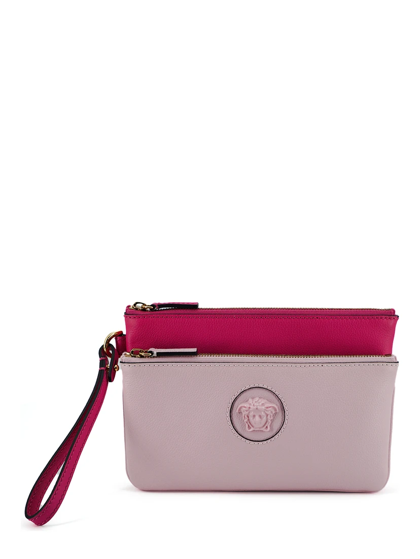 Pink Calf Leather Pouch Bag