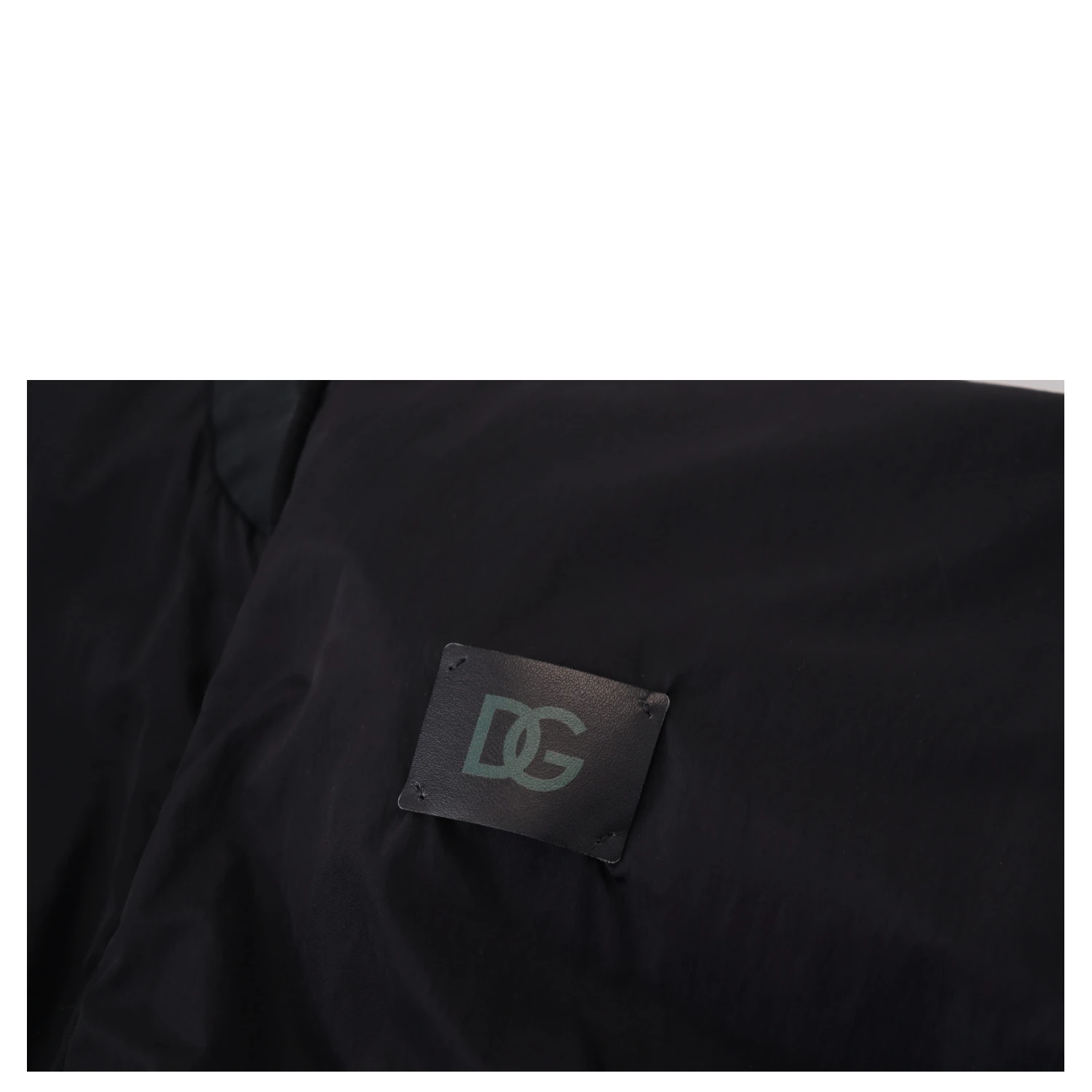Black Nylon Logo Bomber Zipper Jacket