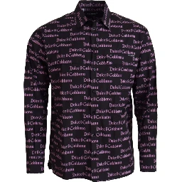 Black Purple Logo Slim Dress Formal Shirt