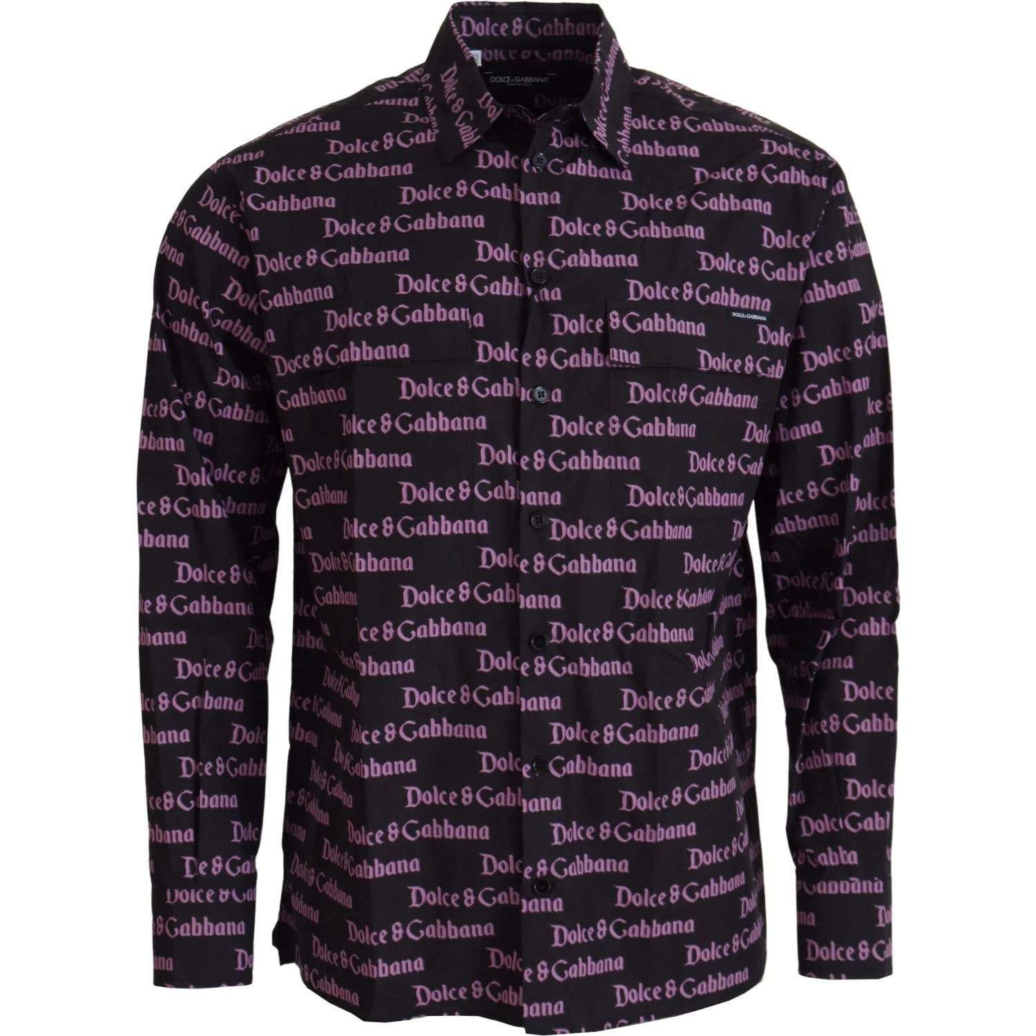 Black Purple Logo Slim Dress Formal Shirt