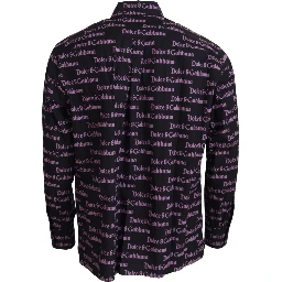 Black Purple Logo Slim Dress Formal Shirt