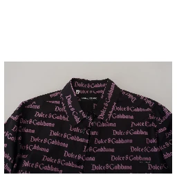 Black Purple Logo Slim Dress Formal Shirt
