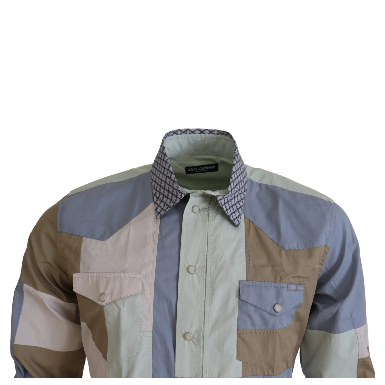 Multicolor Cotton Patchwork Slim Shirt