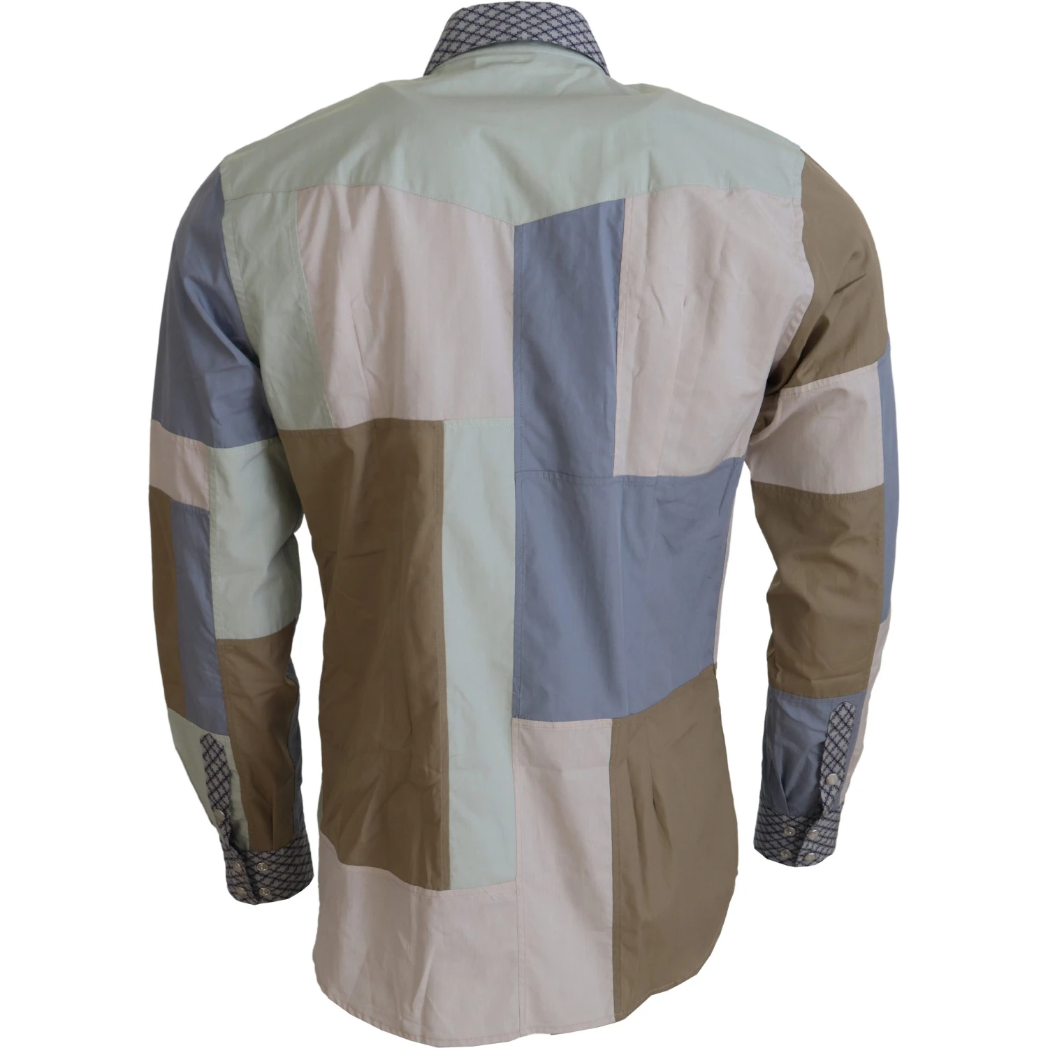 Multicolor Cotton Patchwork Slim Shirt