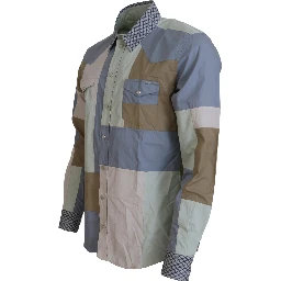 Multicolor Cotton Patchwork Slim Shirt