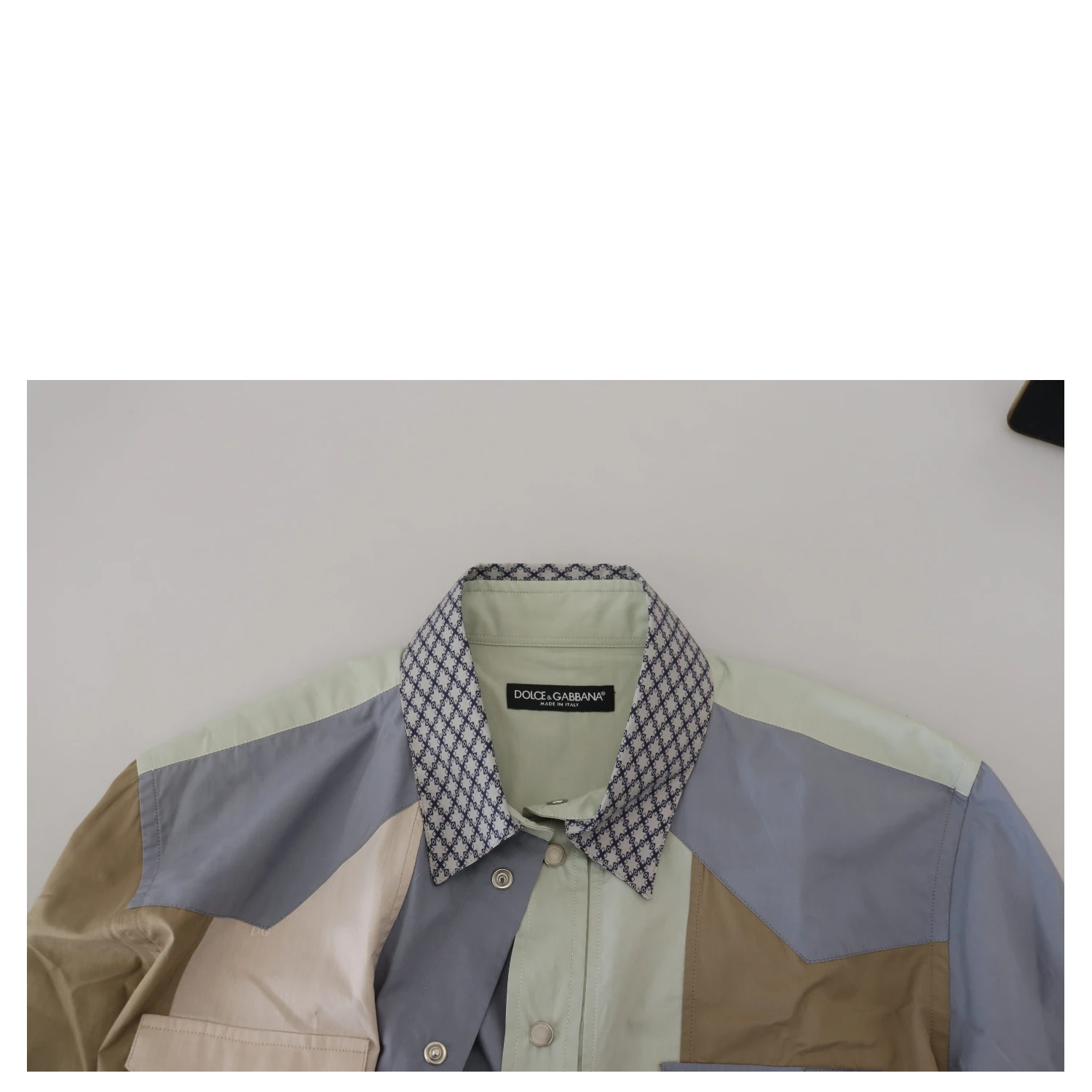 Multicolor Cotton Patchwork Slim Shirt