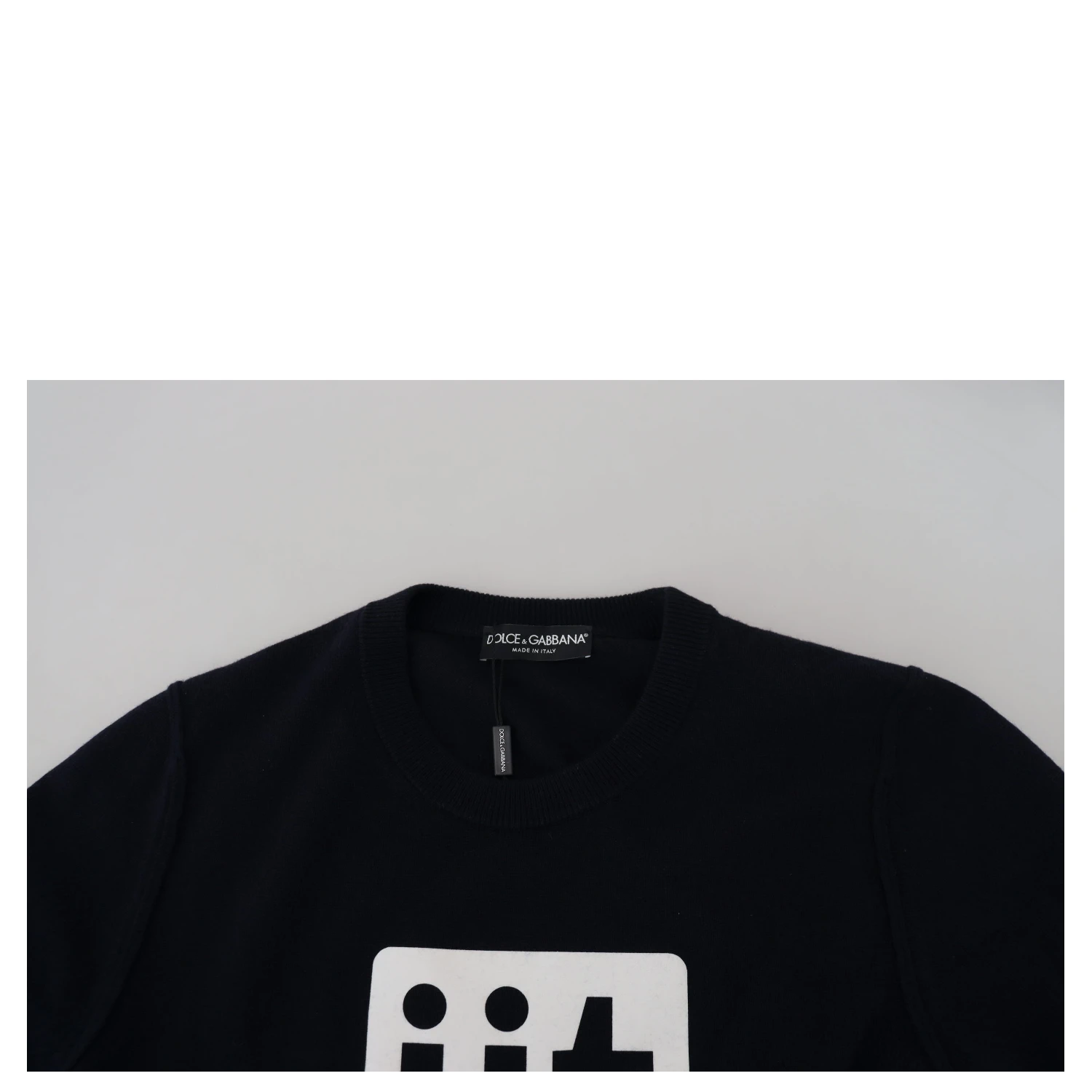Blue Cashmere iit Print Pullover Sweater