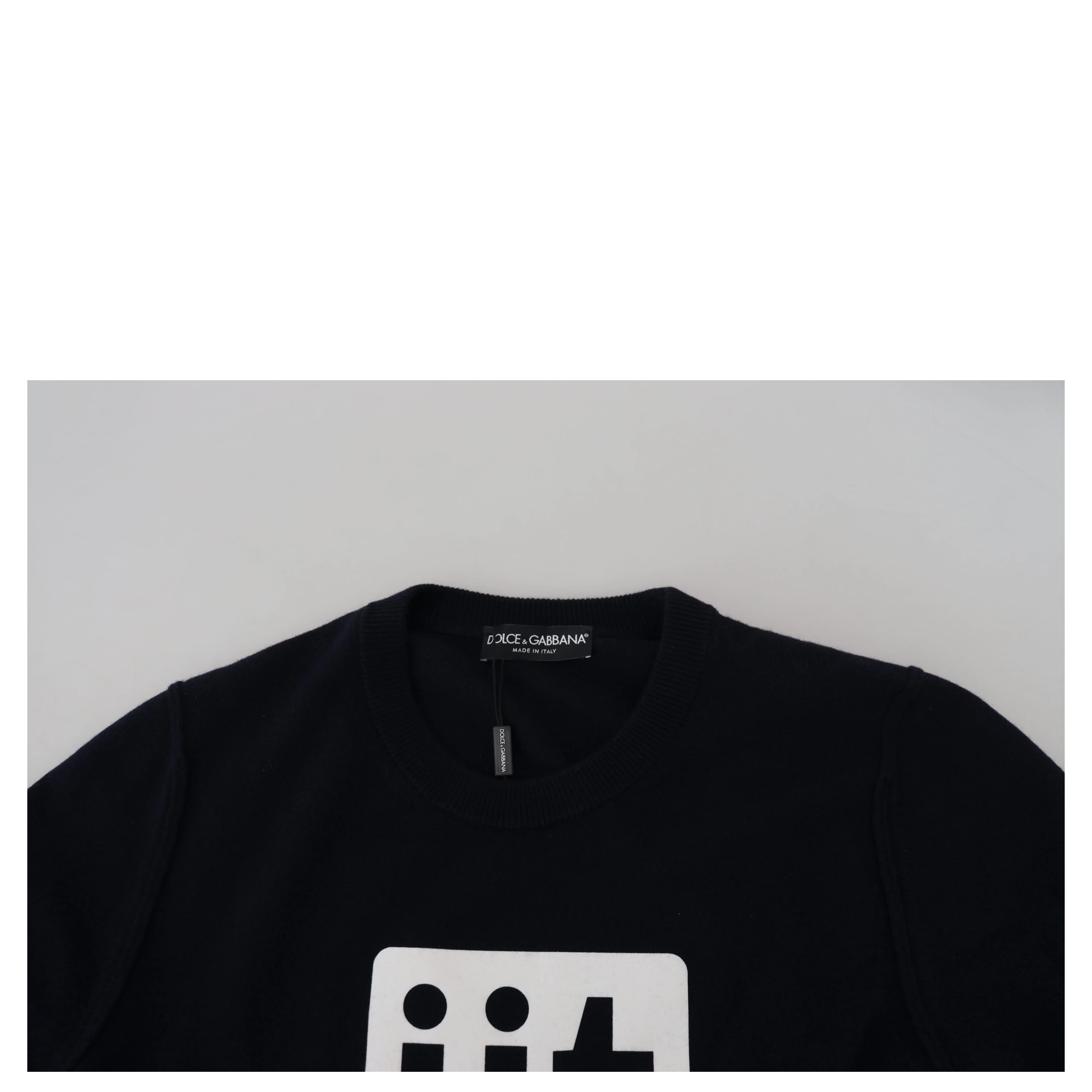 Blue Cashmere iit Print Pullover Sweater