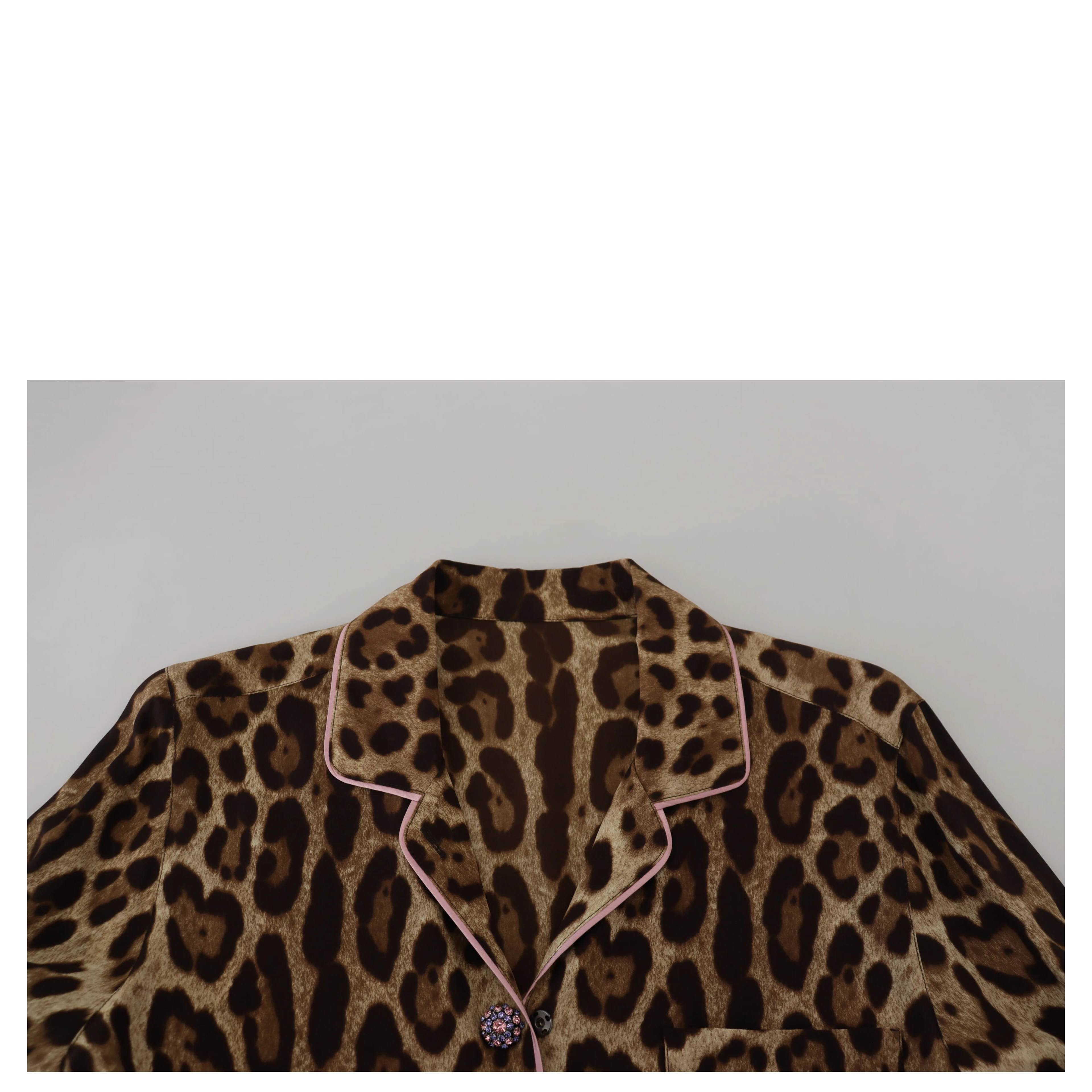 Brown Leopard Print Long Sleeves Blouse Top