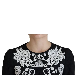 Black Lace Trim Half Sleeves A-line Dress
