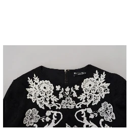 Black Lace Trim Half Sleeves A-line Dress