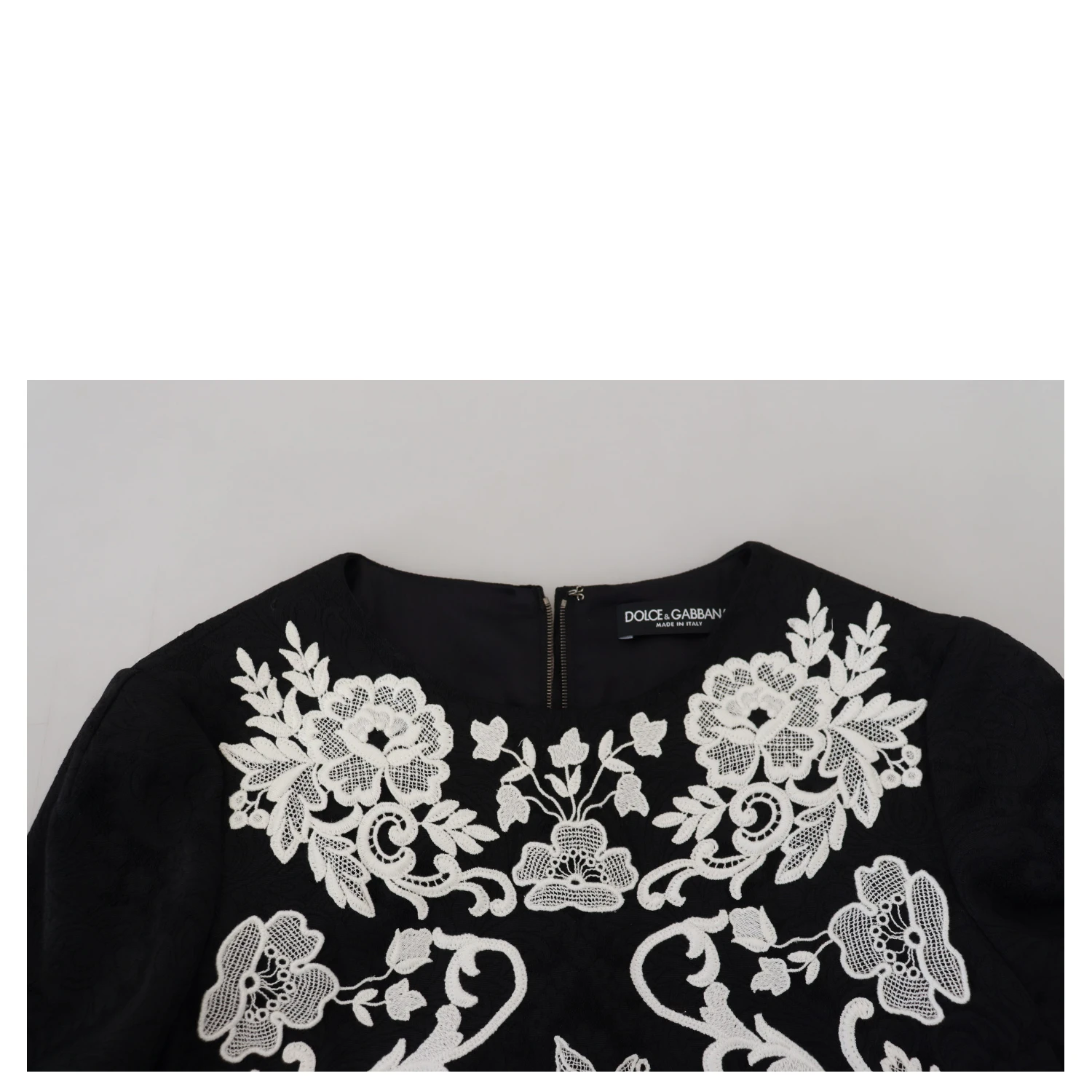 Black Lace Trim Half Sleeves A-line Dress