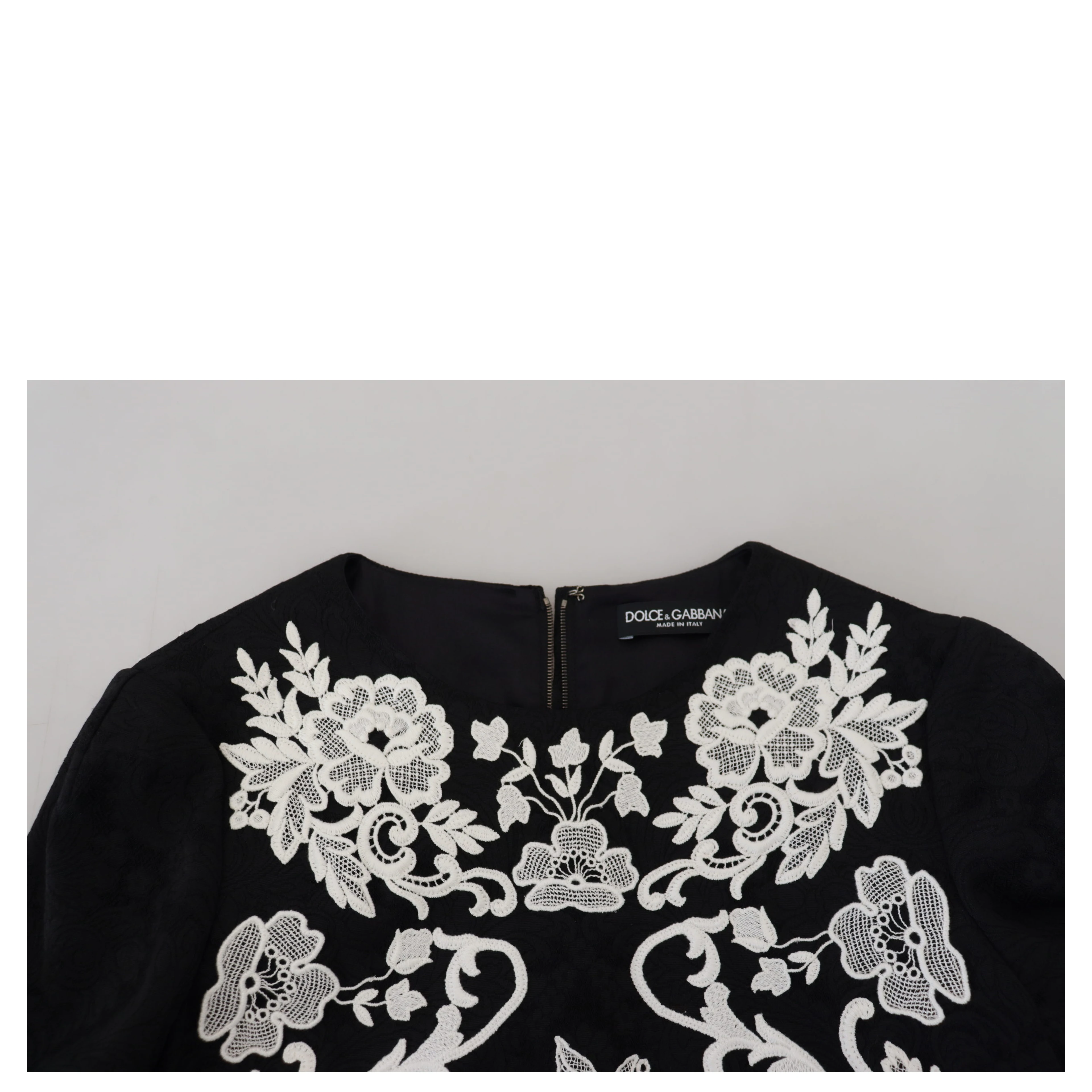Black Lace Trim Half Sleeves A-line Dress
