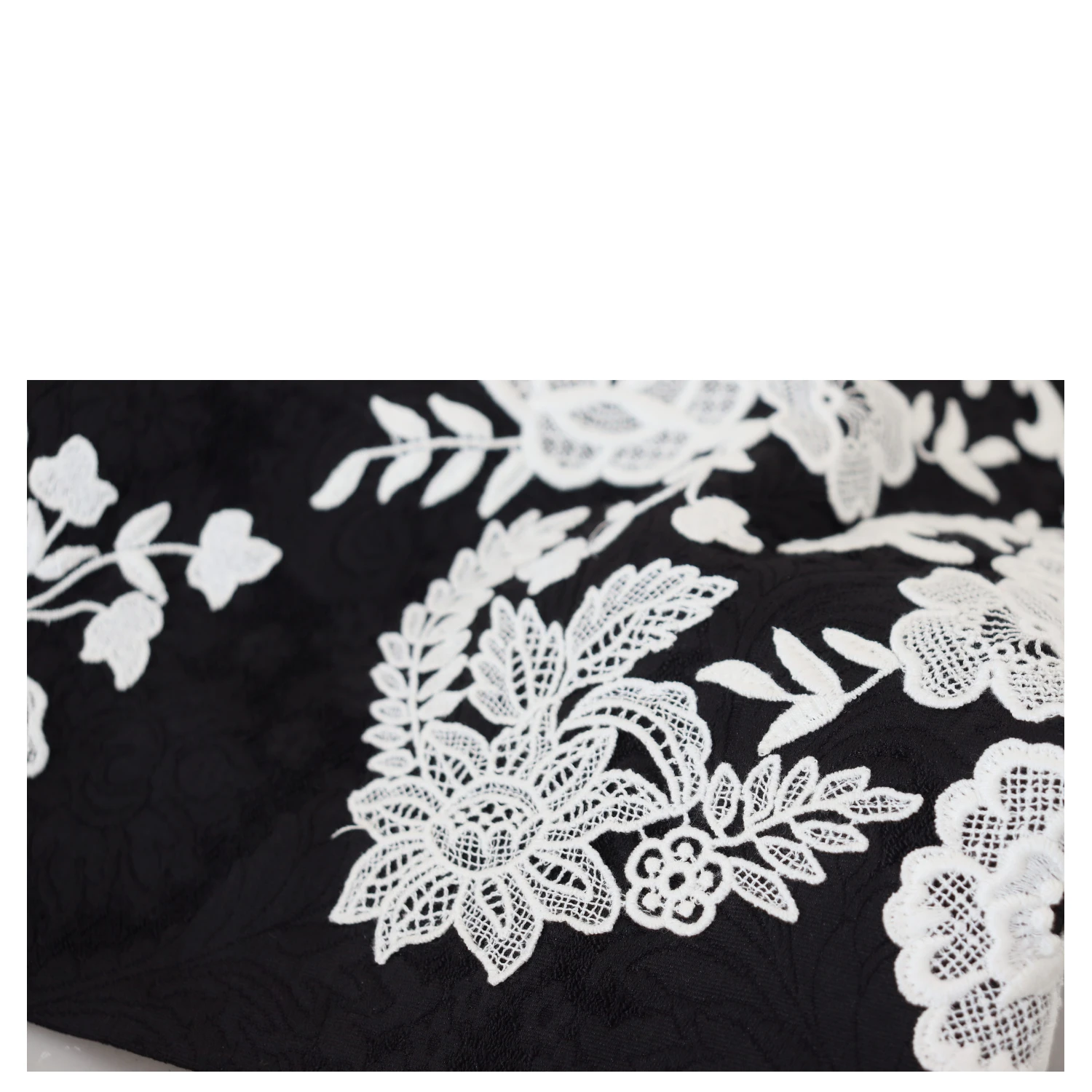 Black Lace Trim Half Sleeves A-line Dress