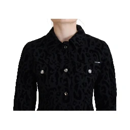 Black Leopard Long Sleeve Denim Cotton Jacket