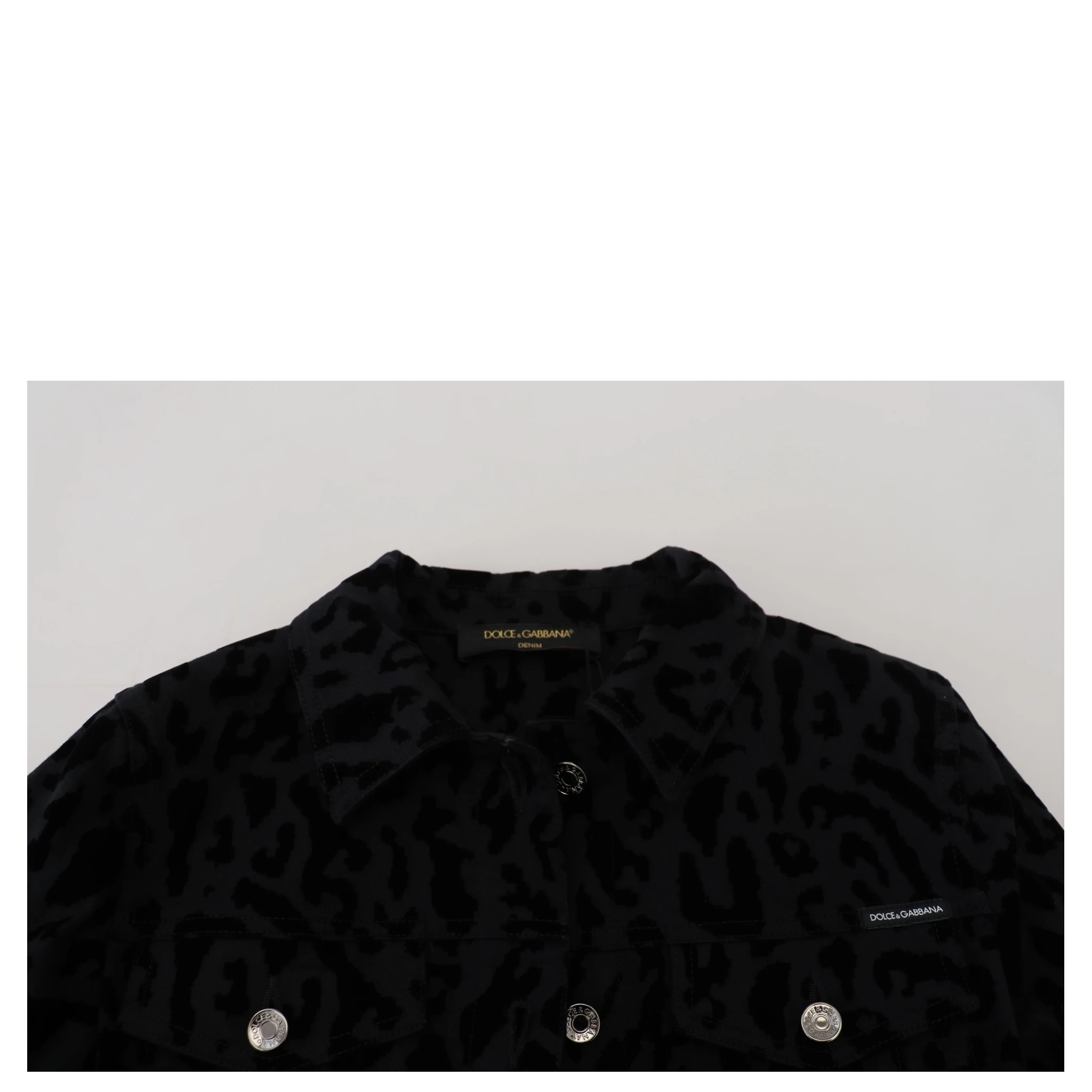 Black Leopard Long Sleeve Denim Cotton Jacket