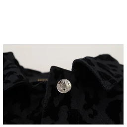 Black Leopard Long Sleeve Denim Cotton Jacket