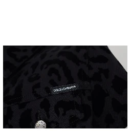 Black Leopard Long Sleeve Denim Cotton Jacket