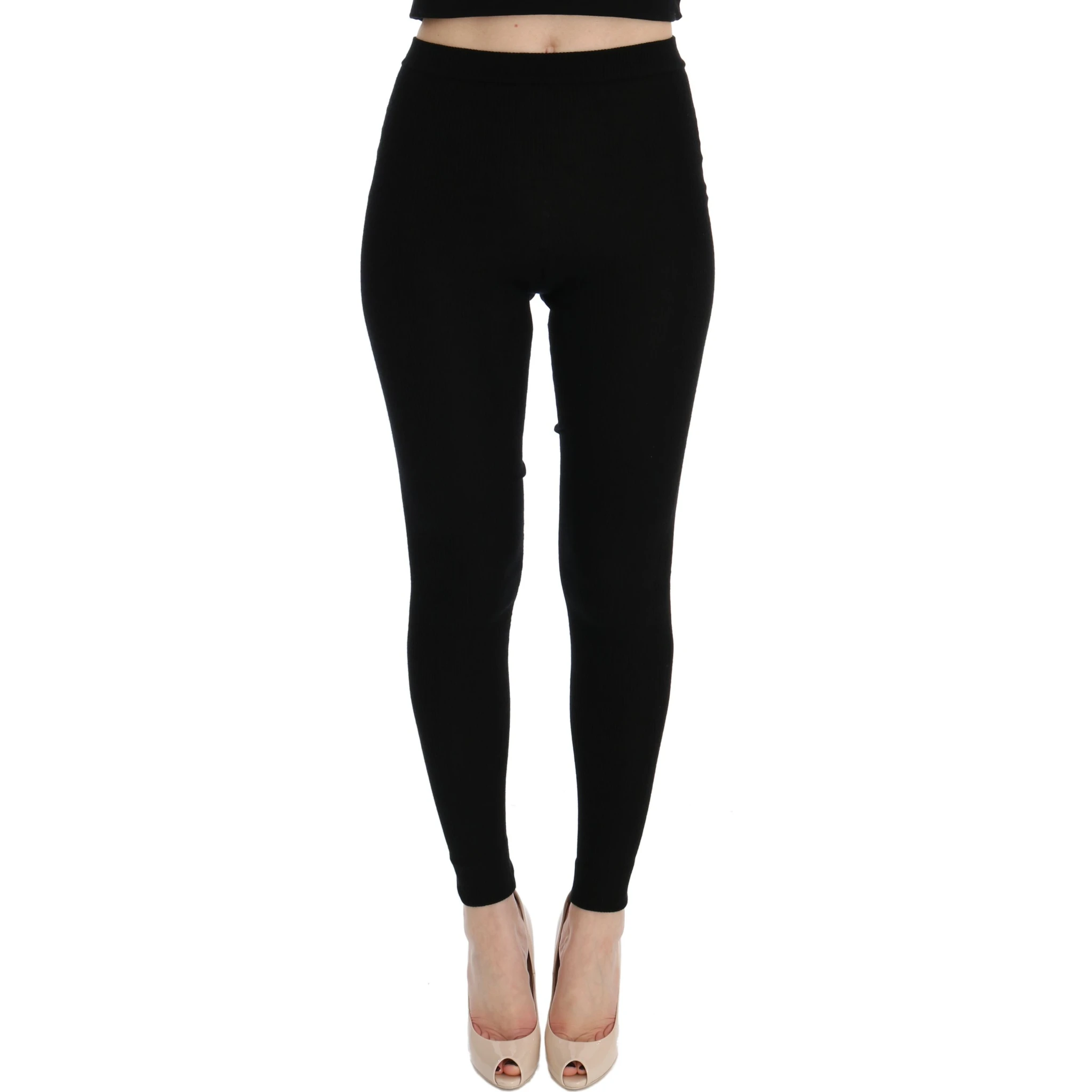 Black Slim Fit Women Cashmere Pants