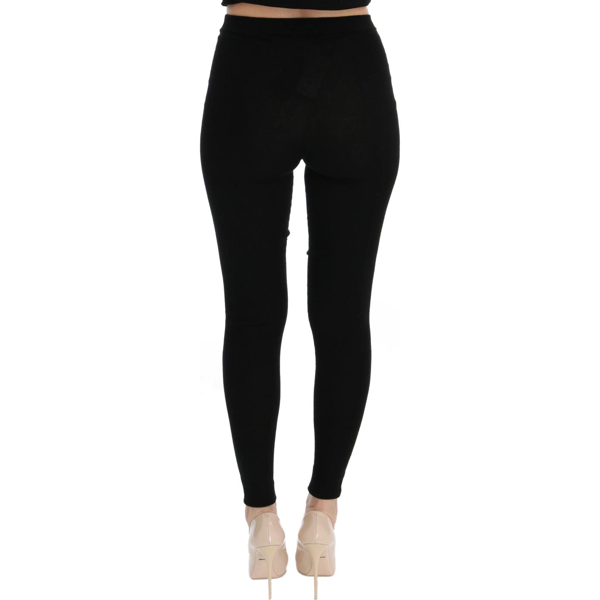 Black Slim Fit Women Cashmere Pants