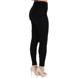 Black Slim Fit Women Cashmere Pants