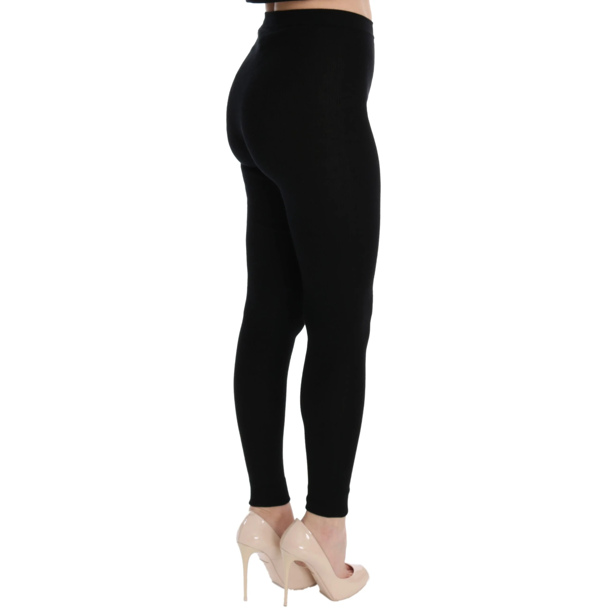 Black Slim Fit Women Cashmere Pants