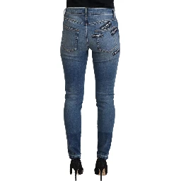 Blue Washed Cotton Tattered Denim Jeans