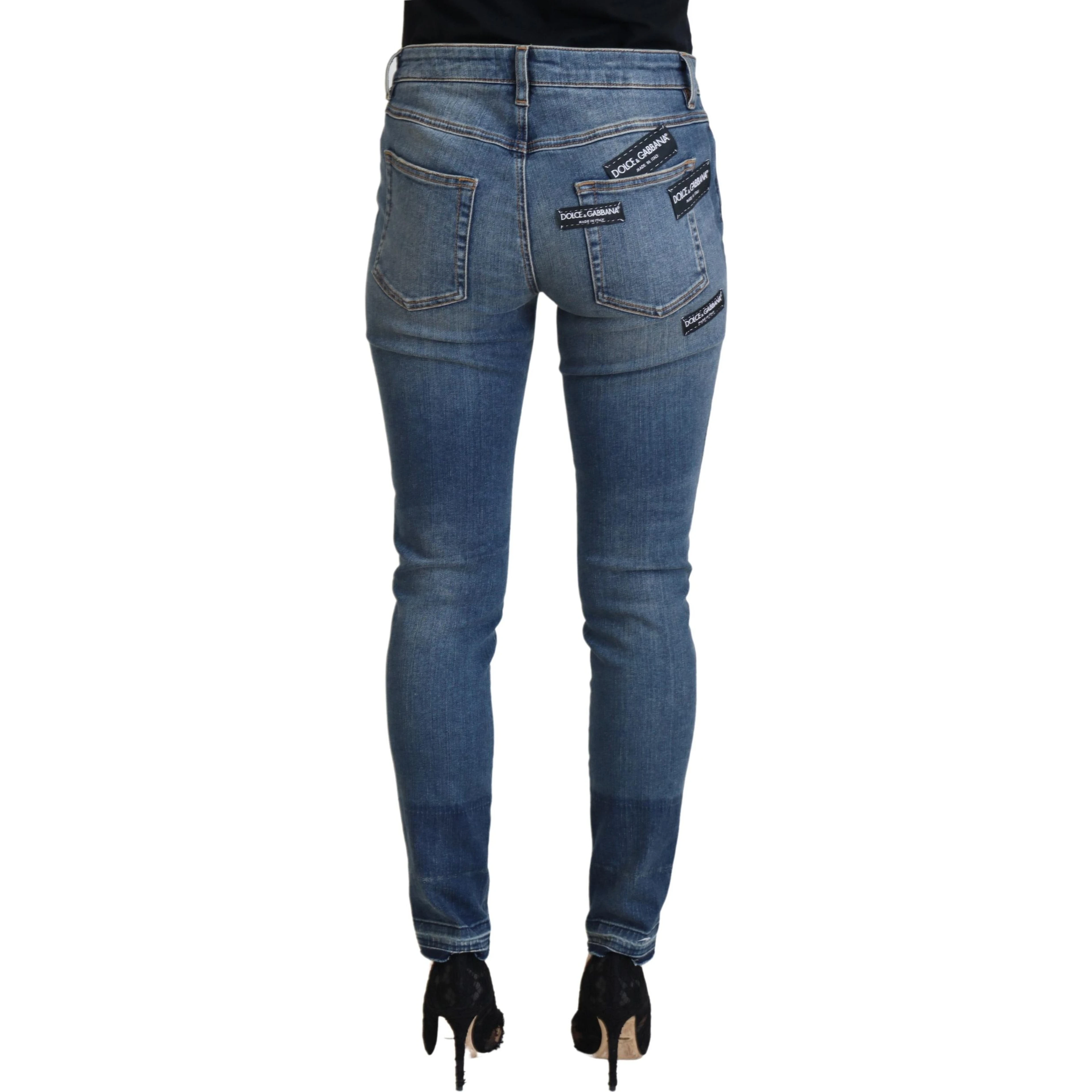 Blue Washed Cotton Tattered Denim Jeans