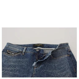 Blue Washed Cotton Tattered Denim Jeans