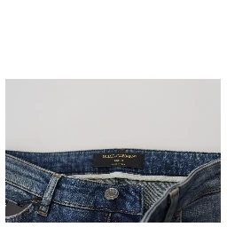 Blue Washed Cotton Tattered Denim Jeans