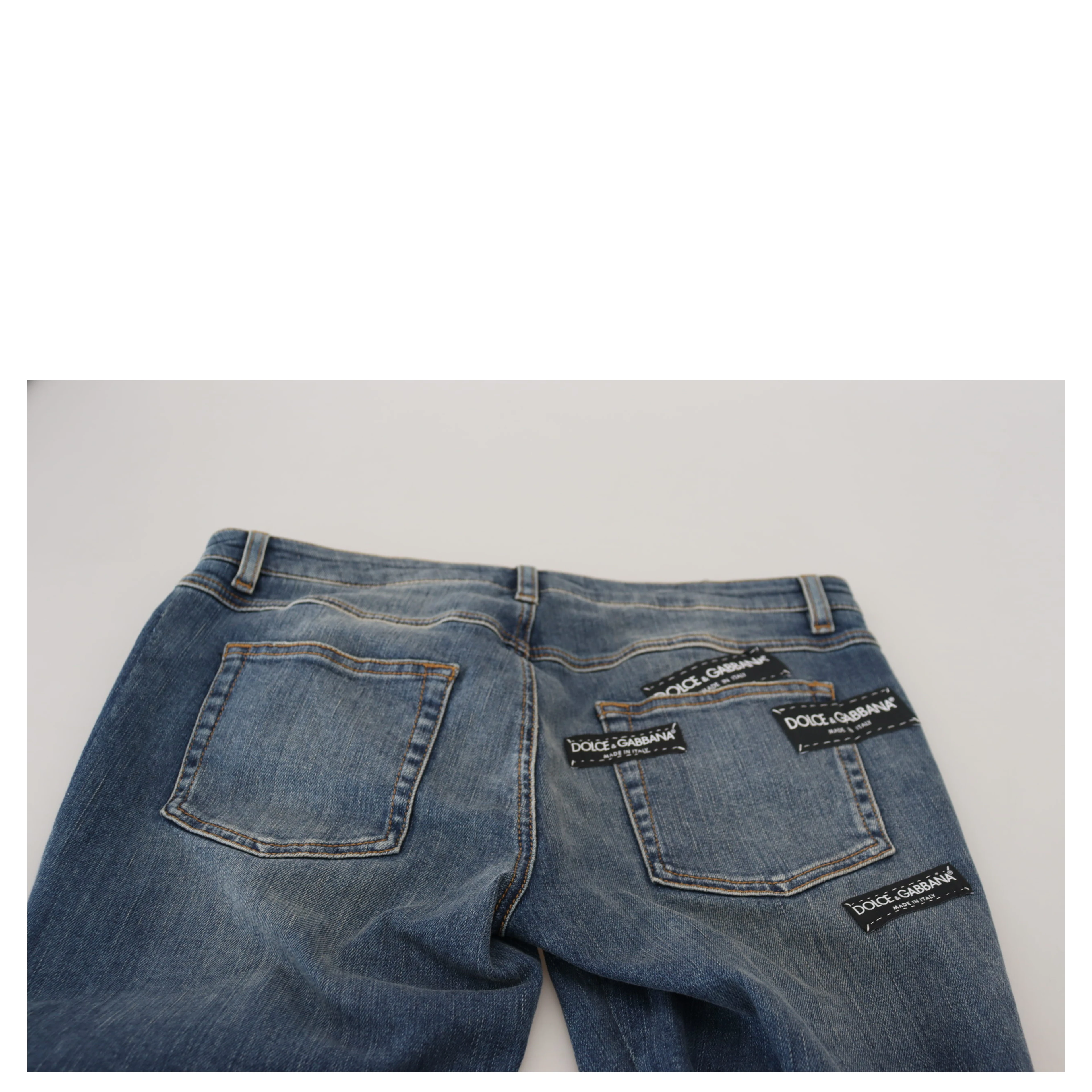 Blue Washed Cotton Tattered Denim Jeans