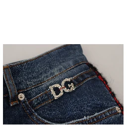 Blue Checkered Back Skinny Denim Jeans