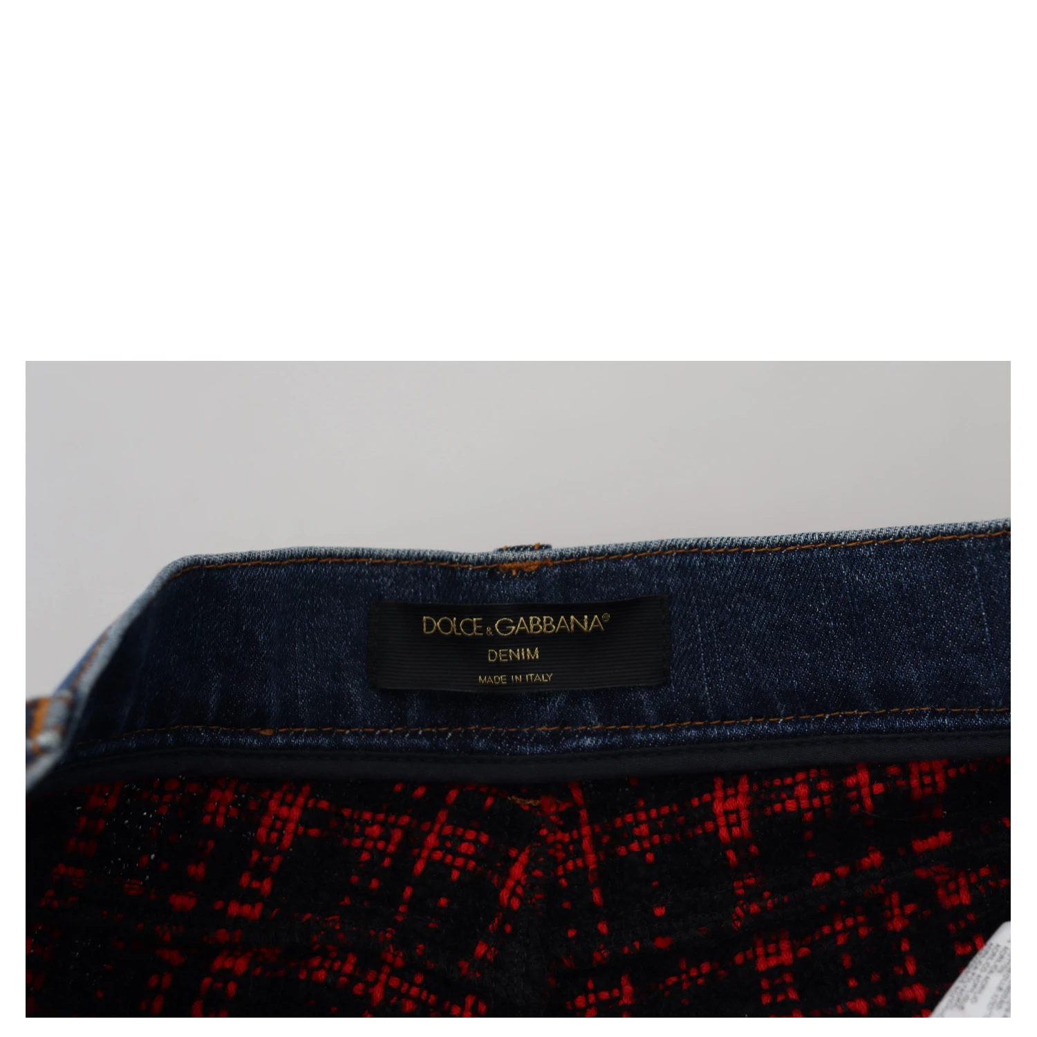 Blue Checkered Back Skinny Denim Jeans