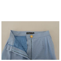 Light Blue Button Wide Leg Pants
