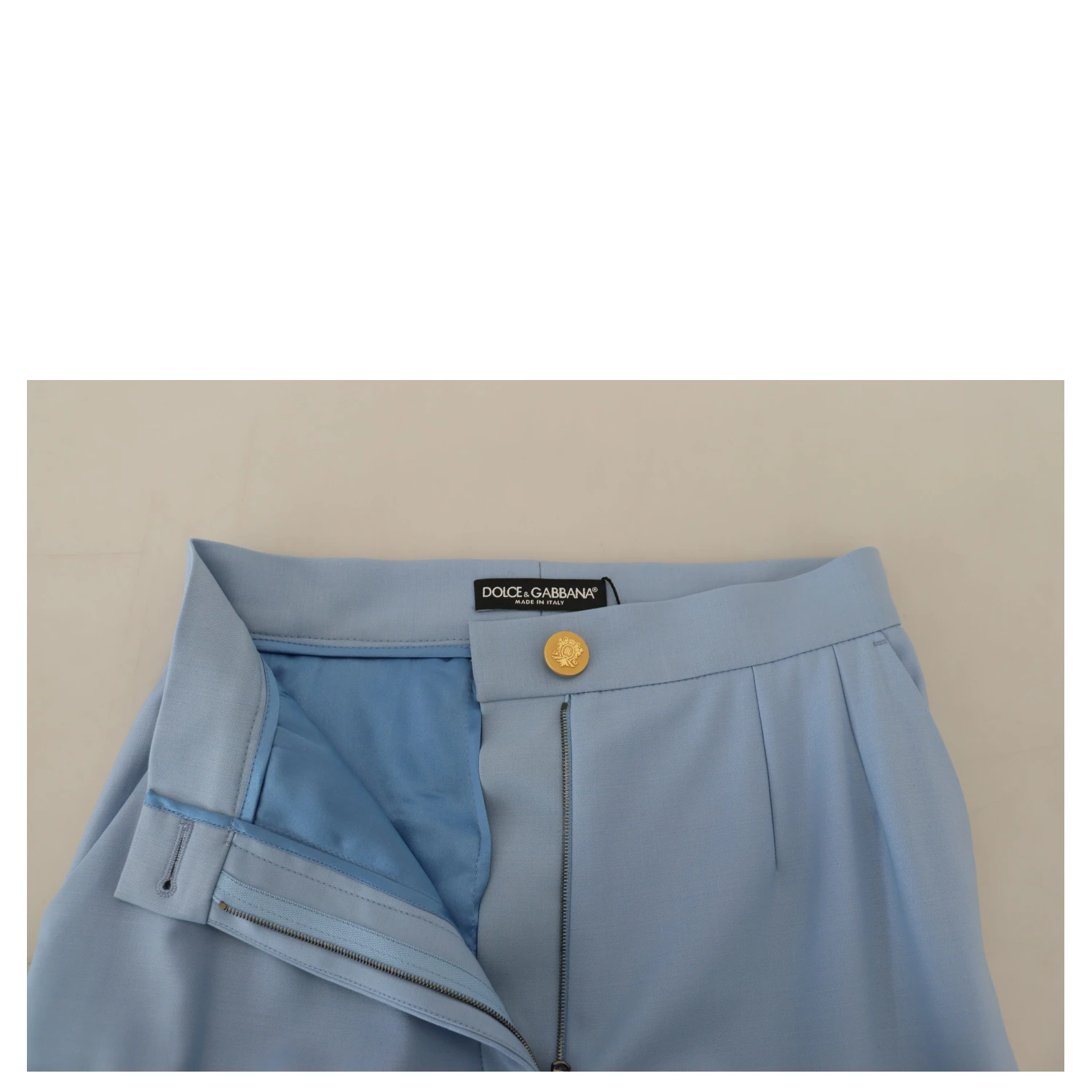 Light Blue Button Wide Leg Pants