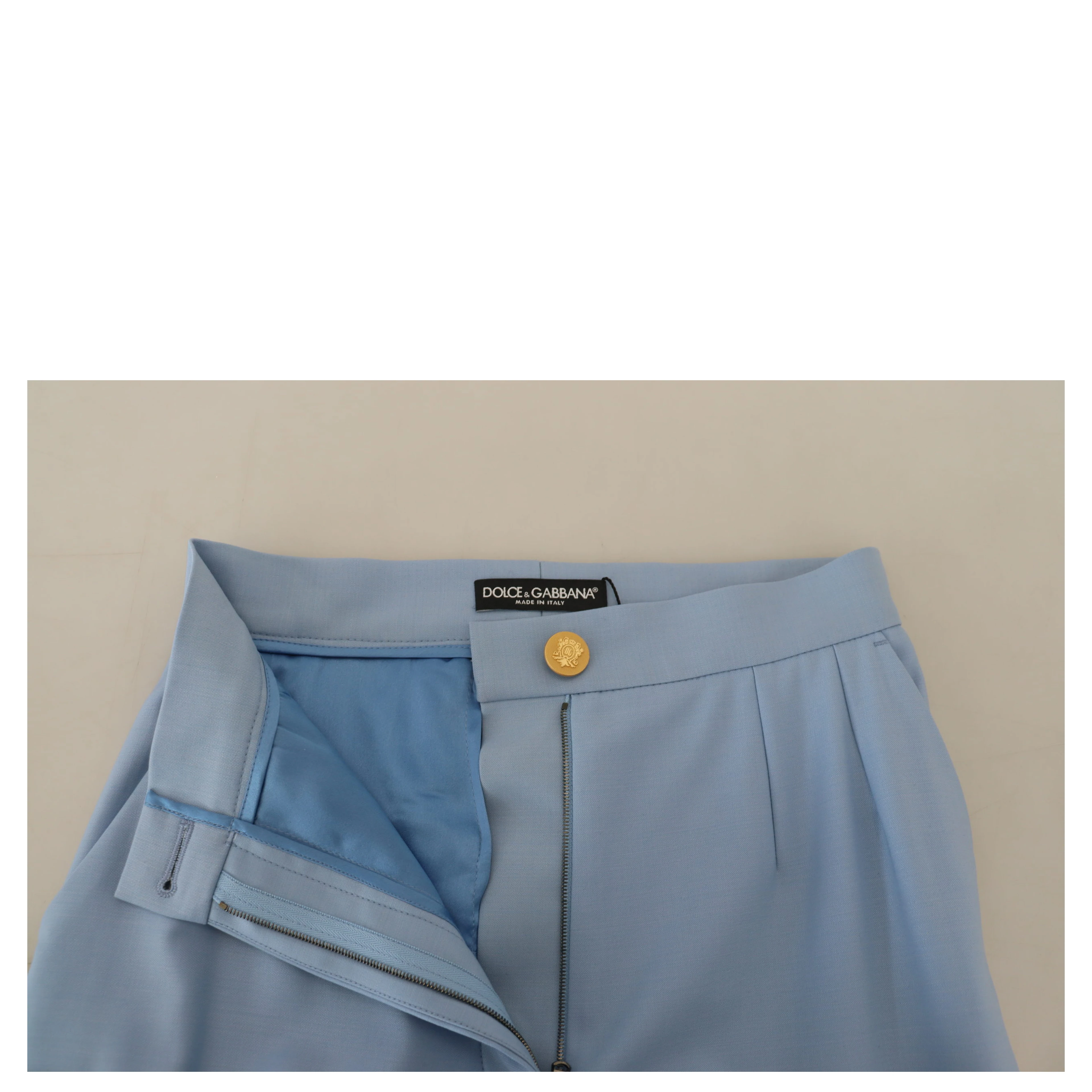 Light Blue Button Wide Leg Pants