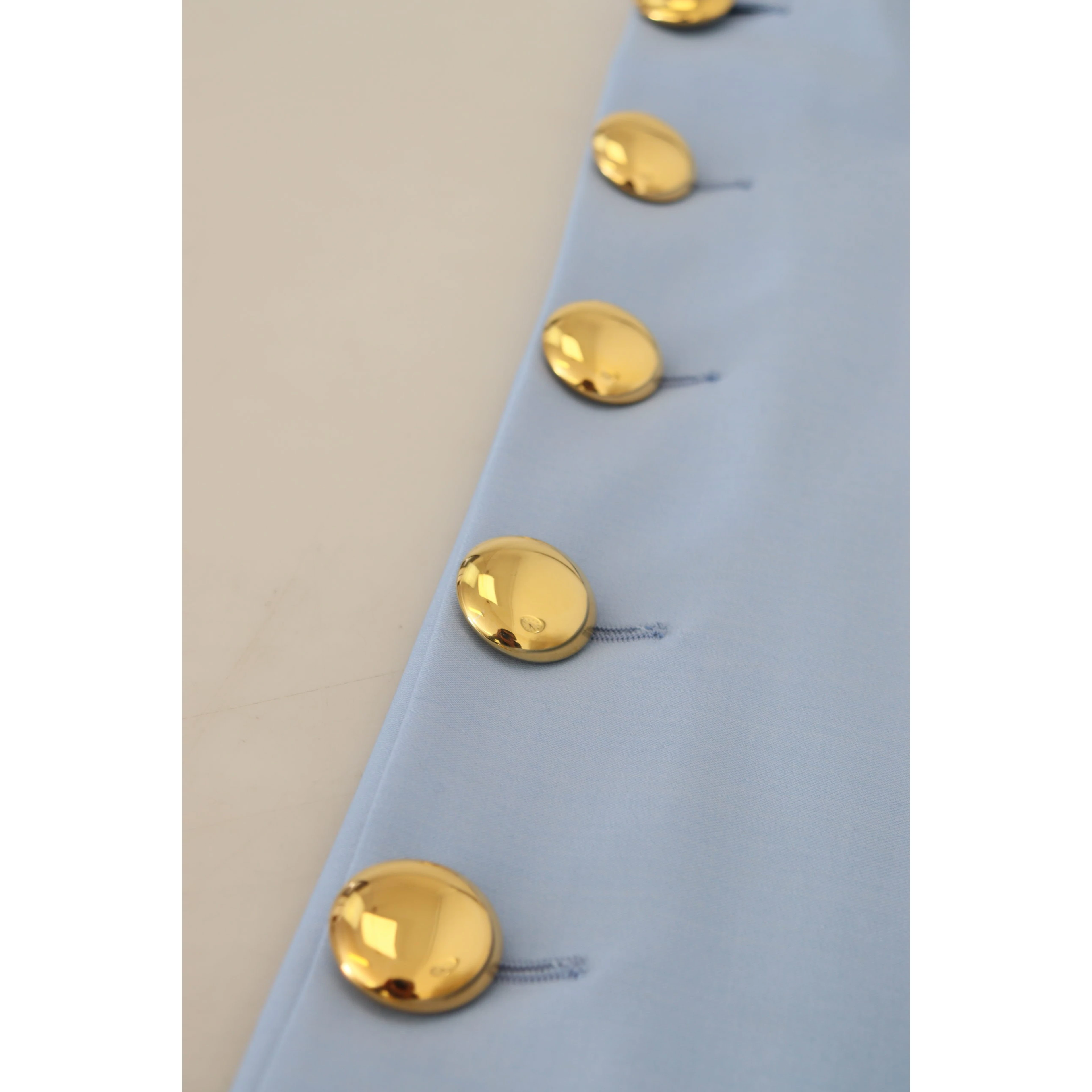 Light Blue Button Wide Leg Pants