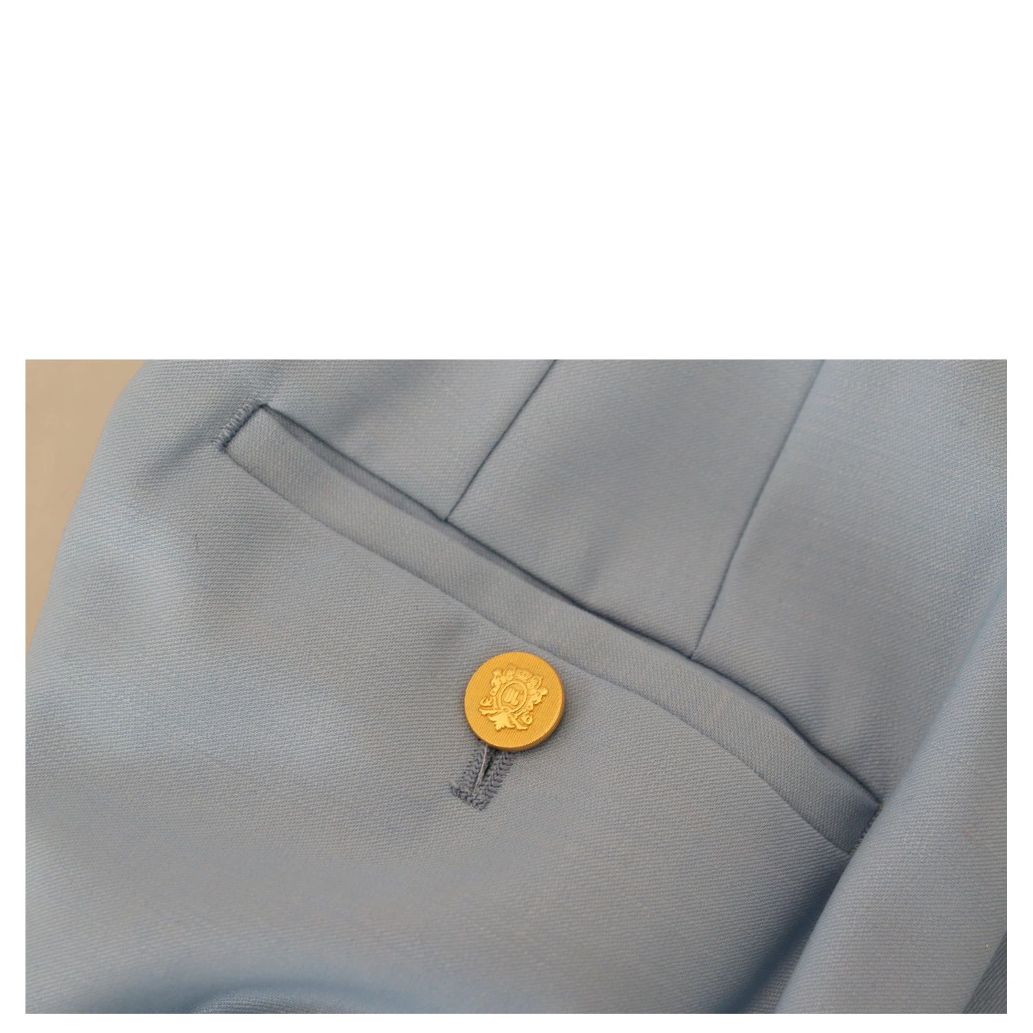 Light Blue Button Wide Leg Pants