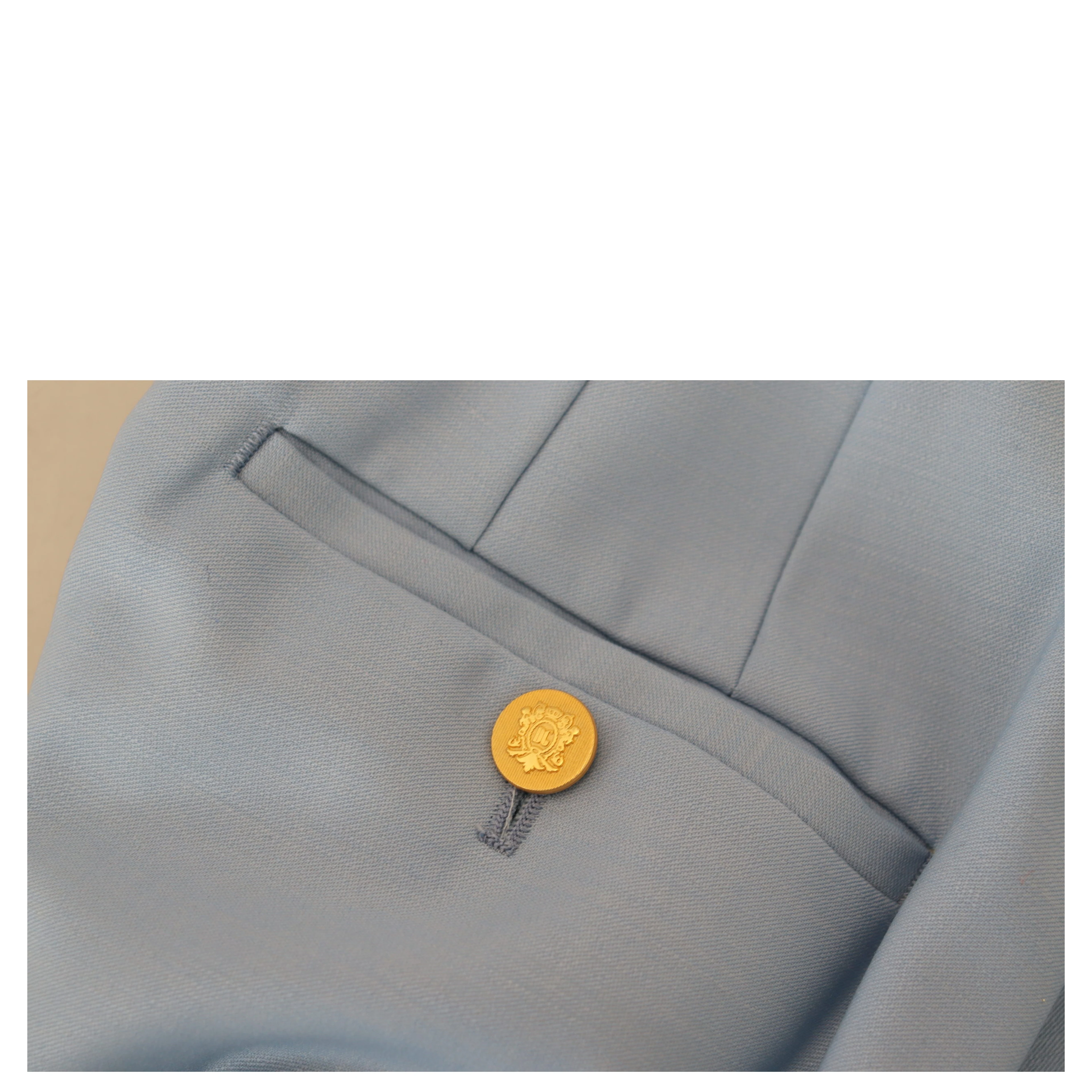 Light Blue Button Wide Leg Pants