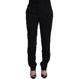 Black Tapered Women Wool Pants