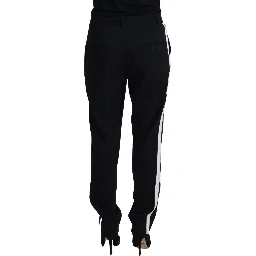 Black Tapered Women Wool Pants