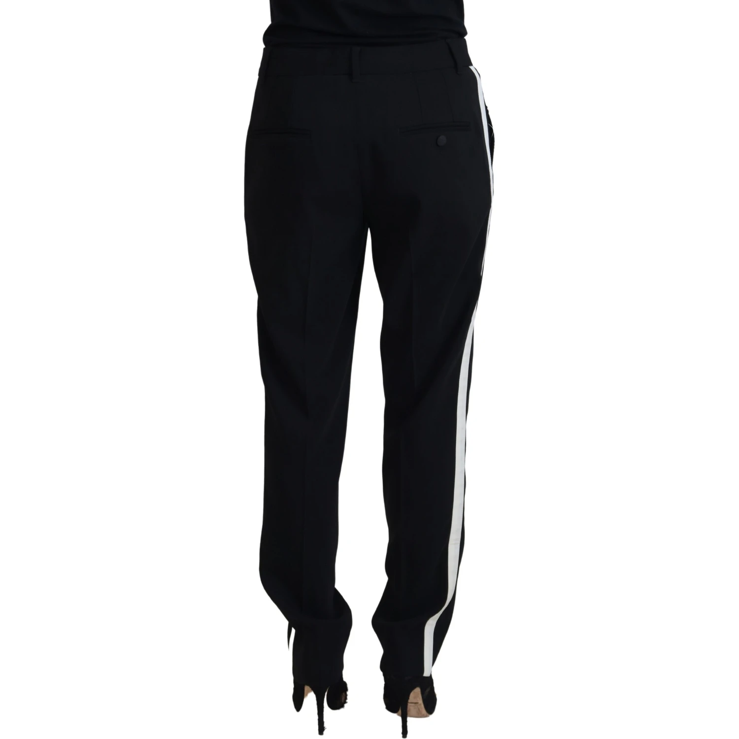 Black Tapered Women Wool Pants