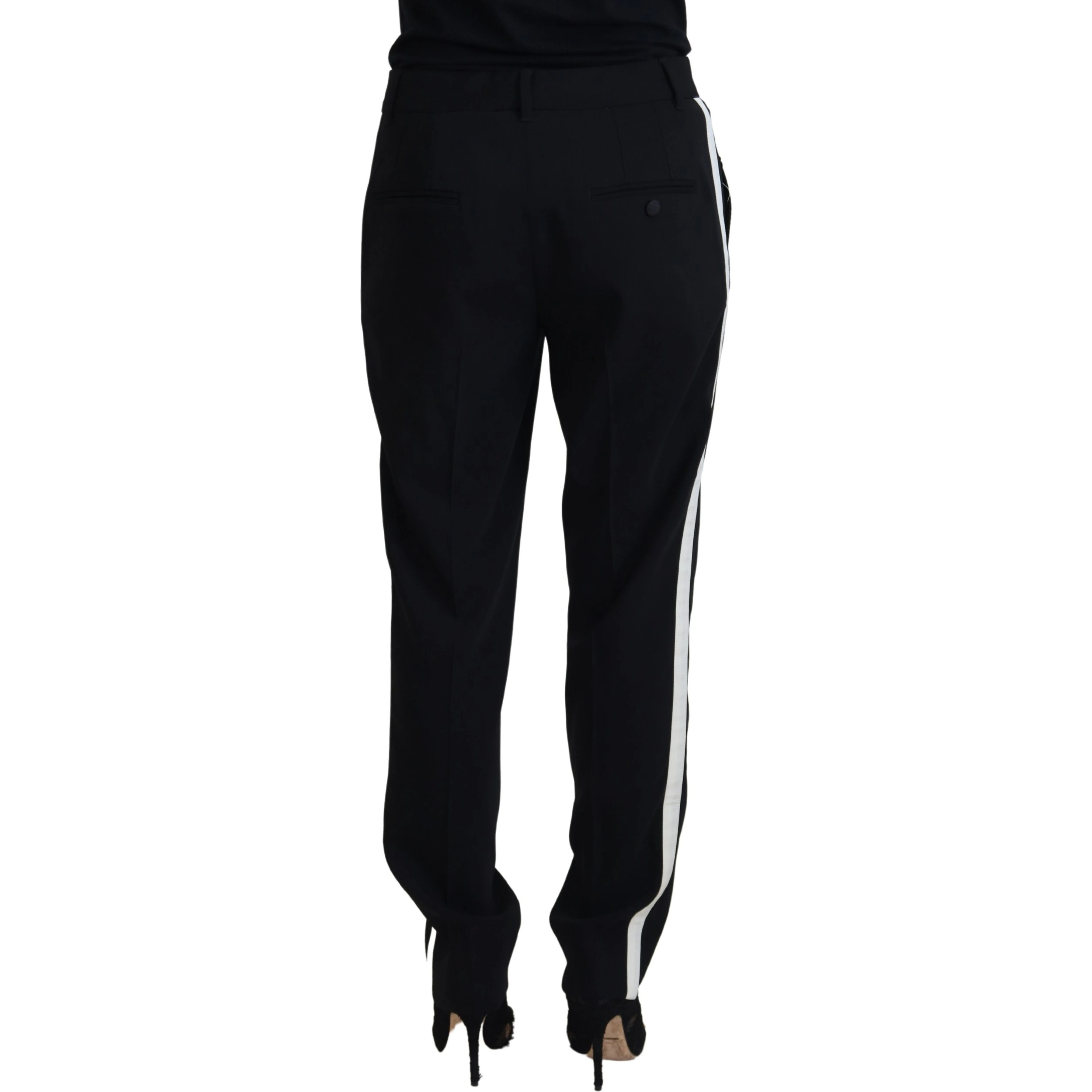Black Tapered Women Wool Pants