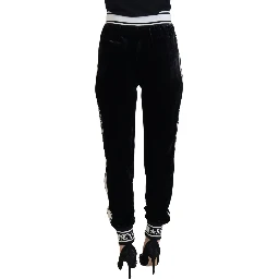 Black DG Logo Velvet Trouser Pants