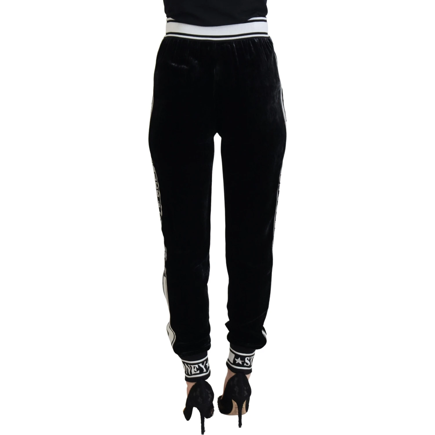 Black DG Logo Velvet Trouser Pants