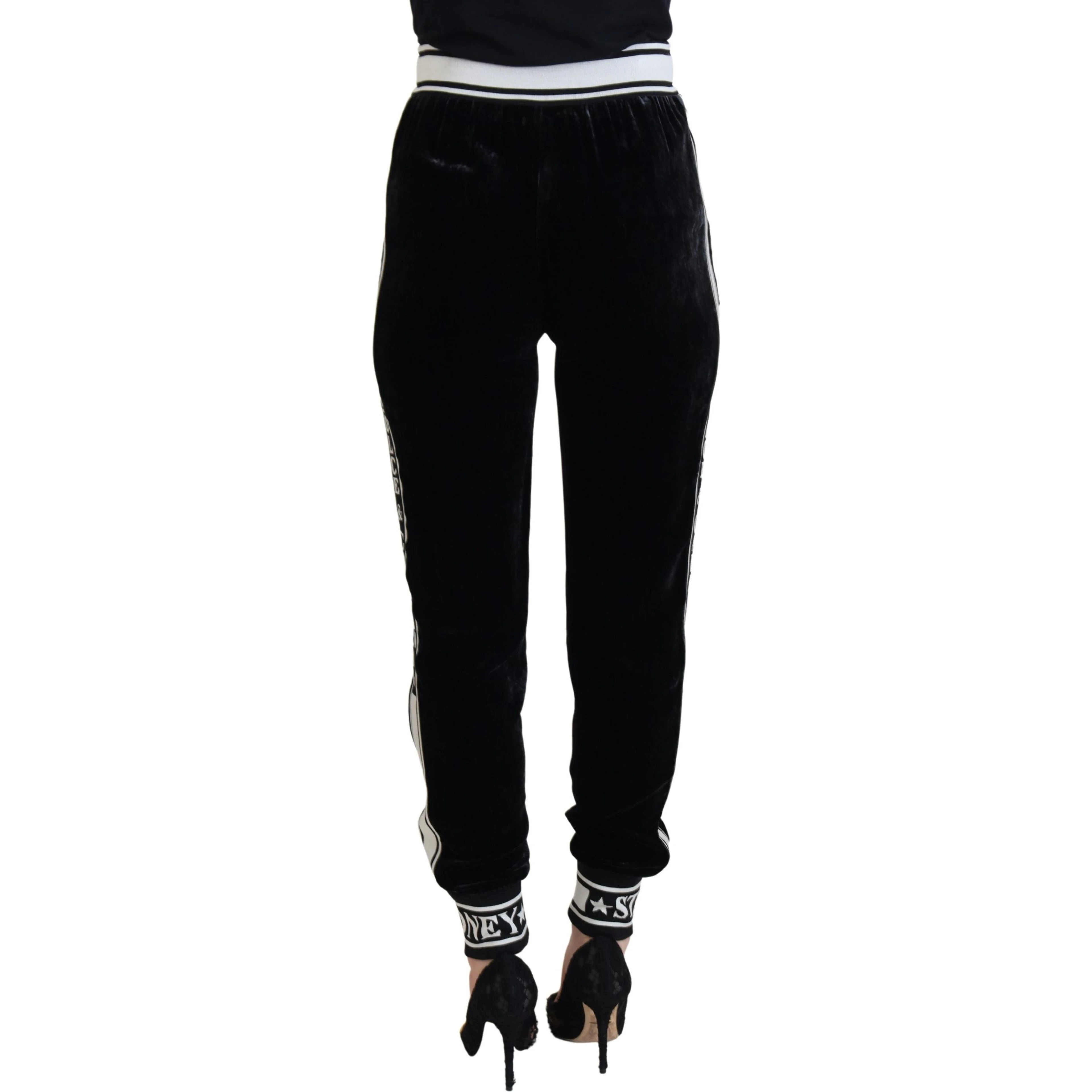 Black DG Logo Velvet Trouser Pants