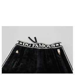 Black DG Logo Velvet Trouser Pants