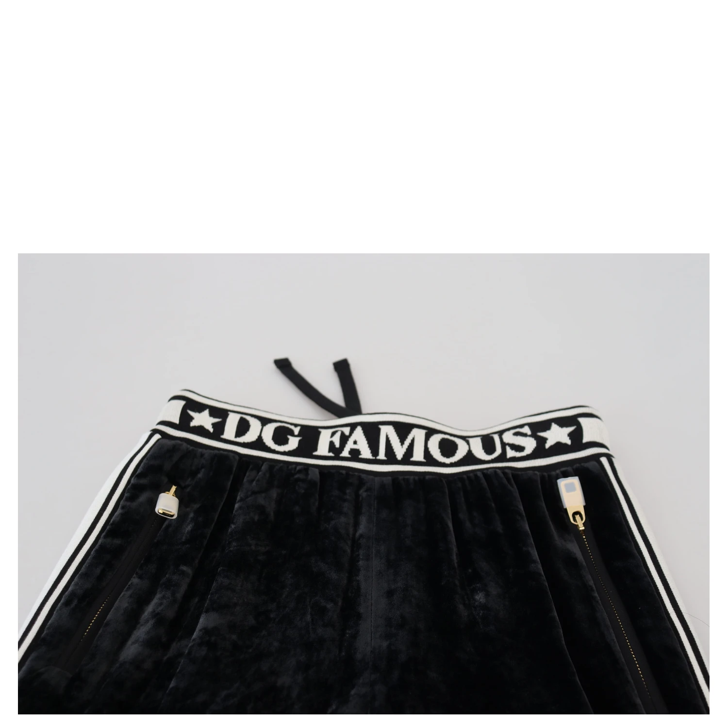 Black DG Logo Velvet Trouser Pants