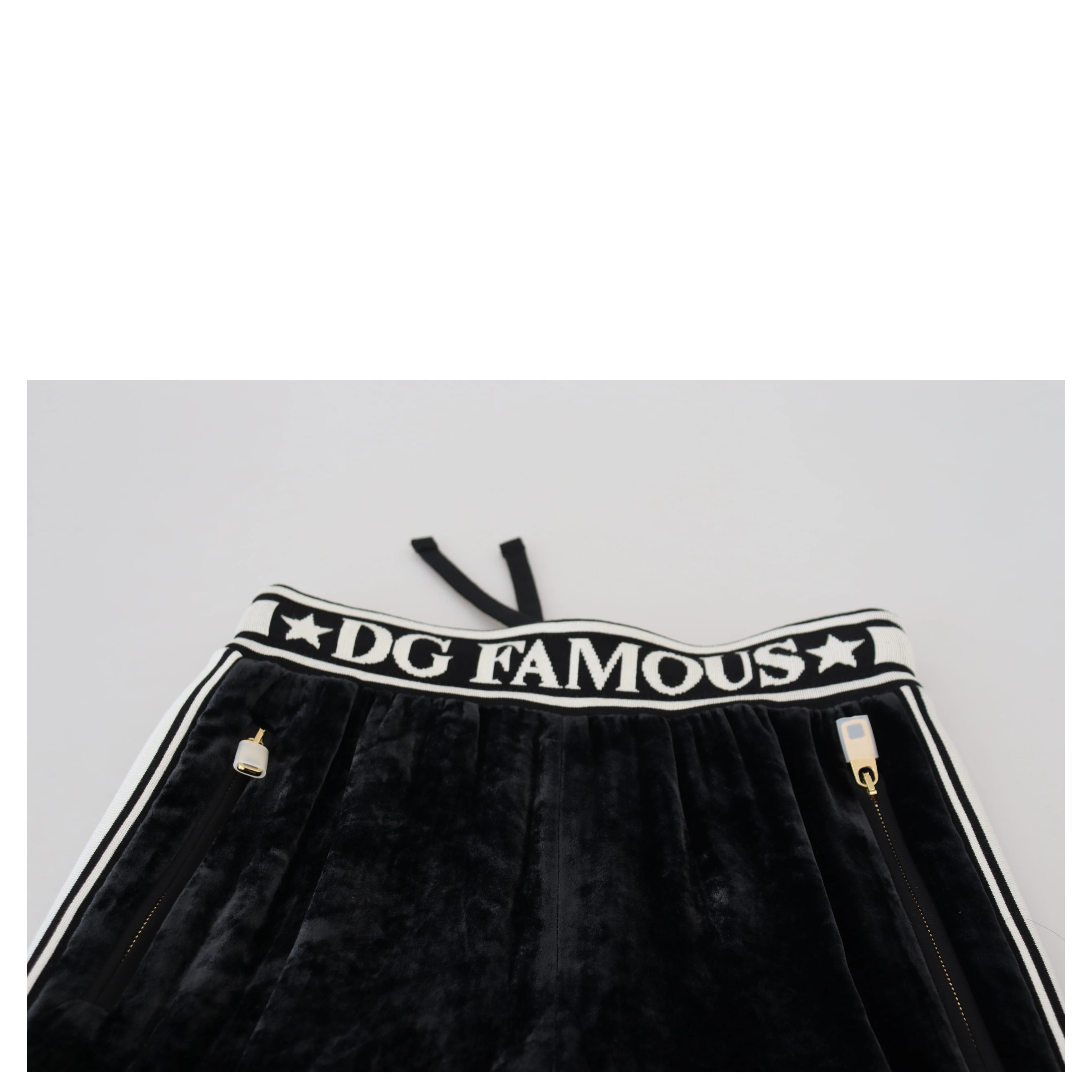 Black DG Logo Velvet Trouser Pants
