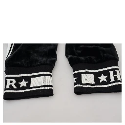 Black DG Logo Velvet Trouser Pants